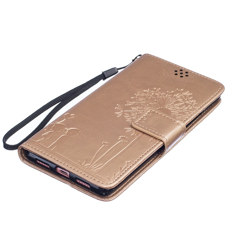 Impressum Dandelion und Lovers Leder Cover für Huawei P9 Lite - Gold-3