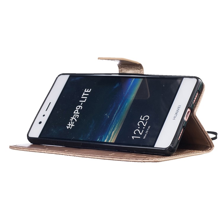 Impressum Dandelion und Lovers Leder Cover für Huawei P9 Lite - Gold-5