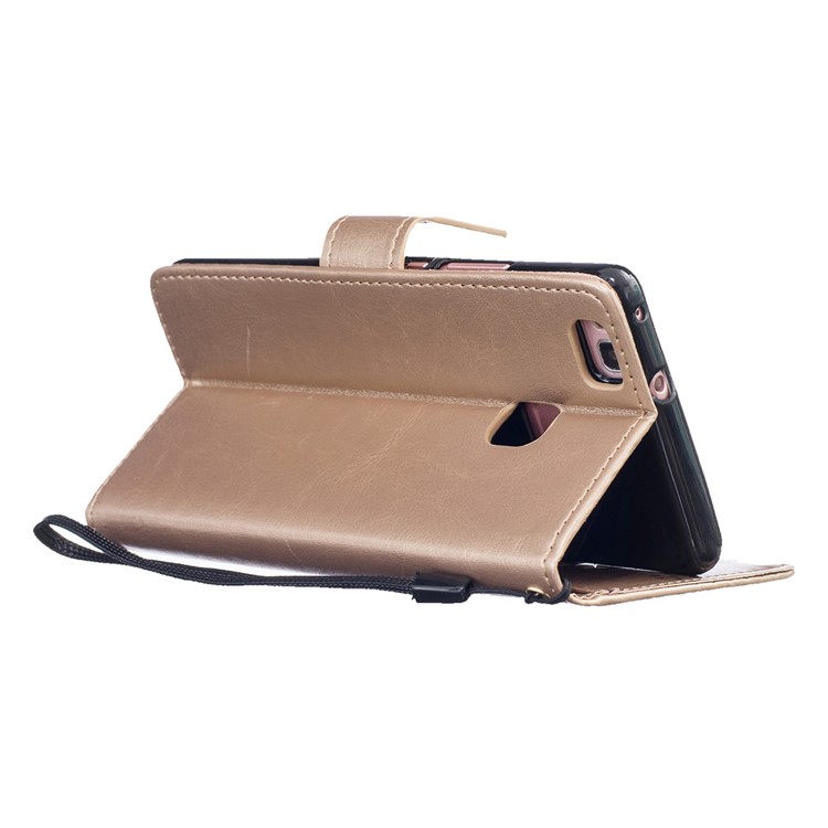 Impressum Dandelion und Lovers Leder Cover für Huawei P9 Lite - Gold-6