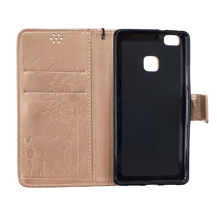 Impressum Dandelion und Lovers Leder Cover für Huawei P9 Lite - Gold-8
