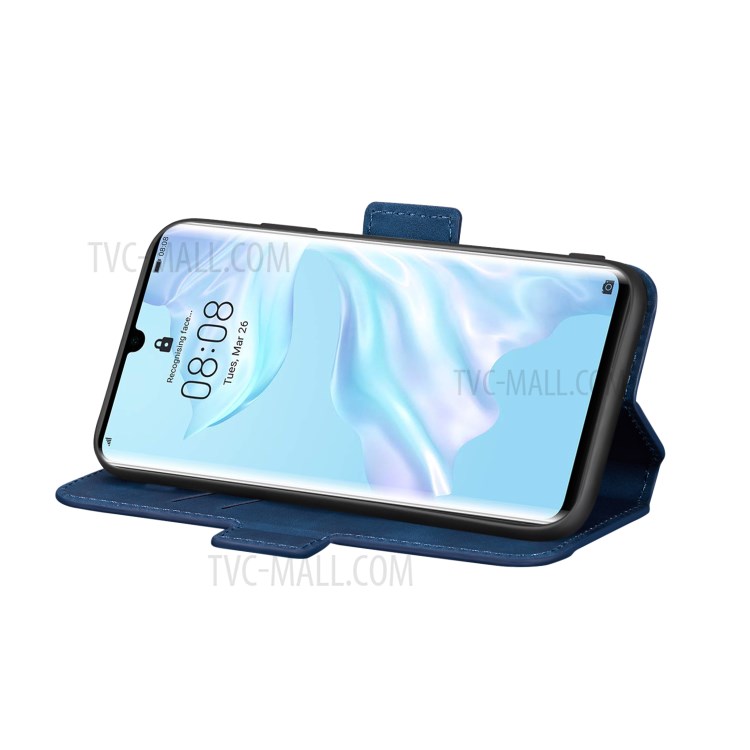 Retro Style Splicing Matte Leather Phone Case with Card Slots for Huawei P30 Pro - Blue-4