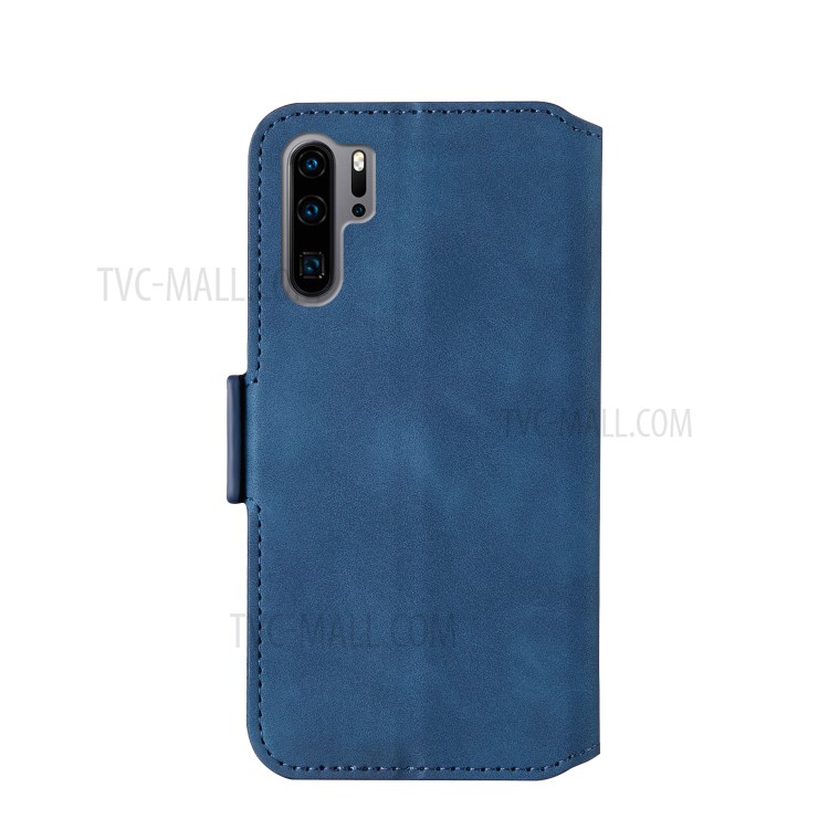 Retro Style Splicing Matte Leather Phone Case with Card Slots for Huawei P30 Pro - Blue-5