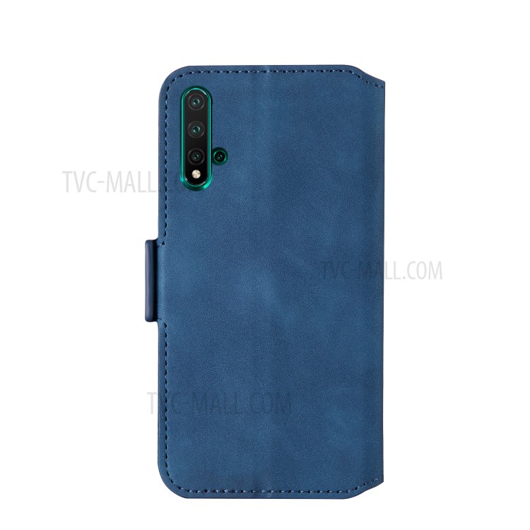 Retro Style Splicing Matte Leather Case Phone Cover with Card Slots for Huawei Honor 20/nova 5T - Blue-5