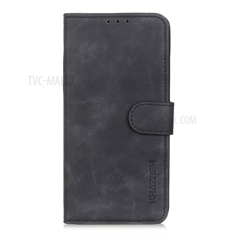 KHAZNEH Retro Skin with Wallet Stand Leather Case for Huawei P40 lite E/Y7p - Black-4