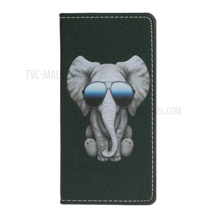 Pattern Printing PU Leather Card Slot TPU Case for Huawei Nova 6 4G Version - Elephant-2