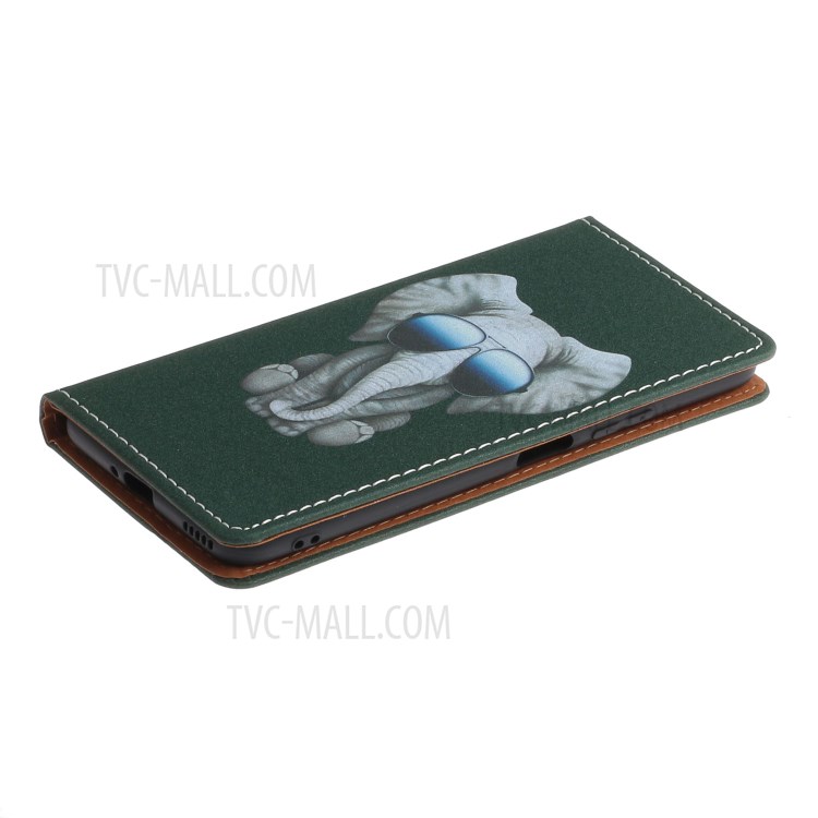 Pattern Printing PU Leather Card Slot TPU Case for Huawei Nova 6 4G Version - Elephant-5
