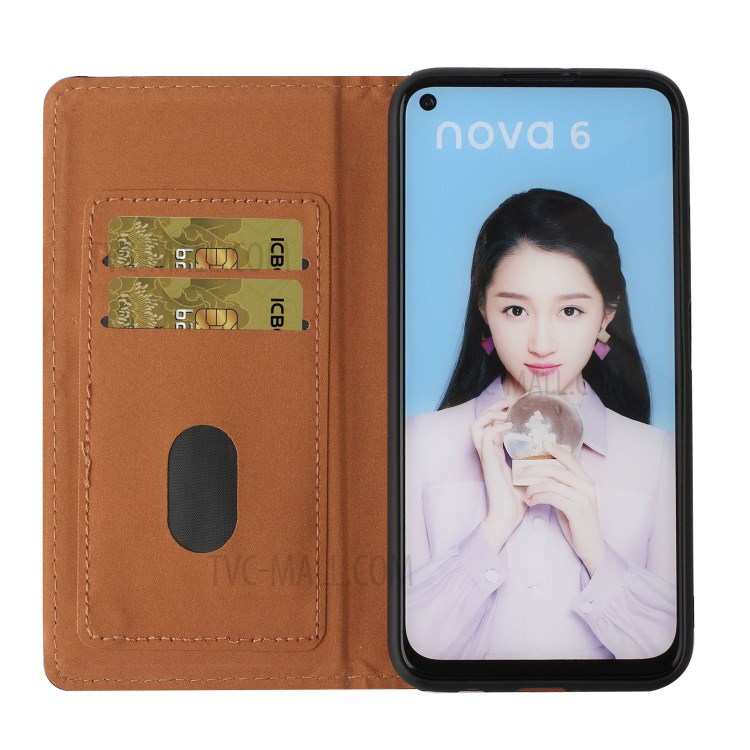 Pattern Printing PU Leather Card Slot TPU Case for Huawei Nova 6 4G Version - Elephant-7