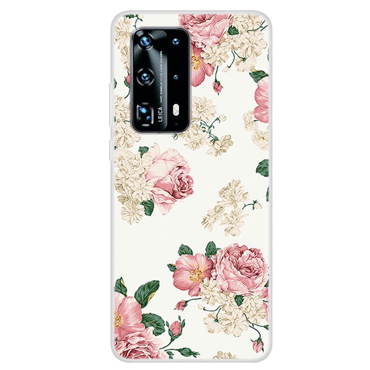 Pattern Printing TPU Phone Back Case for Huawei P40 - Rose Flower-1