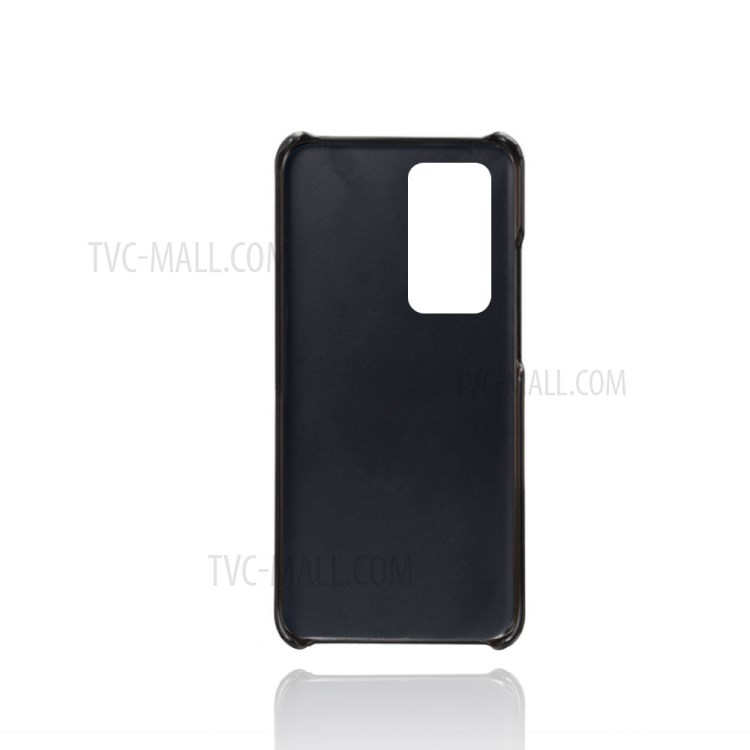 KSQ Double Card Slots PU Leather Coated Hard PC Case for Huawei P40 - Black-2