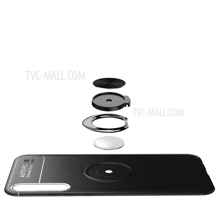 Finger Ring Kickstand TPU Case for Huawei Enjoy 10e (Built-in Metal Sheet) - All Black-8