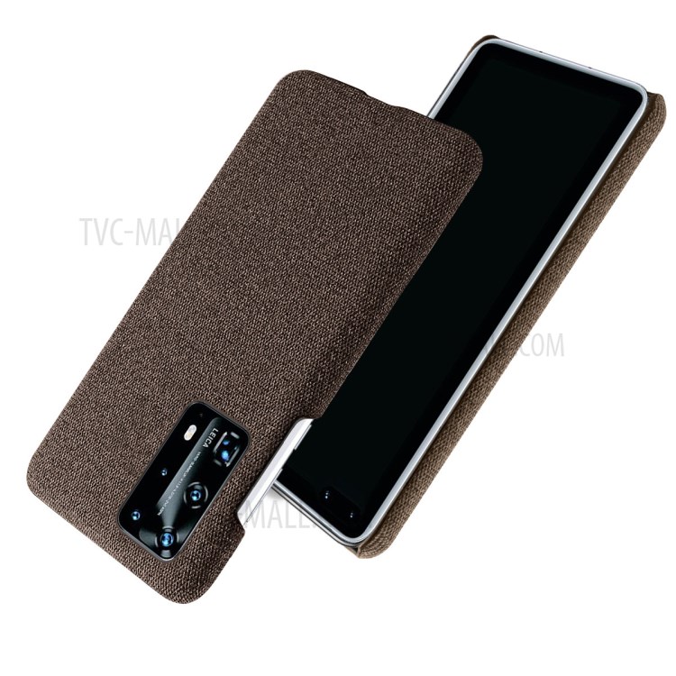 KSQ Cloth Texture Hard Plastic Case for Huawei P40 Pro - Brown-2