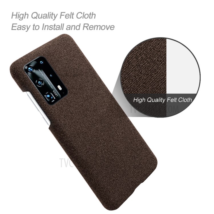 KSQ Cloth Texture Hard Plastic Case for Huawei P40 Pro - Brown-4