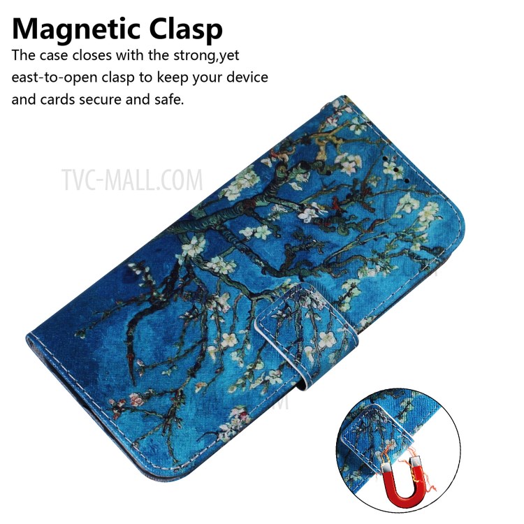 Pattern Printing Wallet Leather Shell Stand Phone Case for Huawei P40 - Flower Tree-4