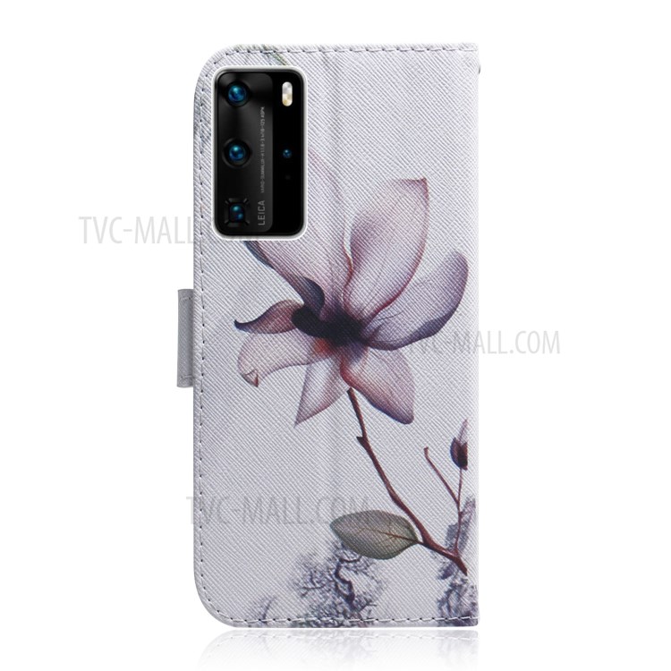 Pattern Printing Leather Stand Case with Card Slots for Huawei P40 Pro - Beautiful Flowers-3