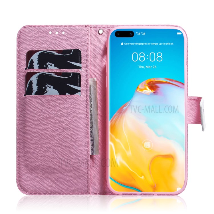 Pattern Printing Leather Stand Case with Card Slots for Huawei P40 Pro - Beautiful Flowers-8