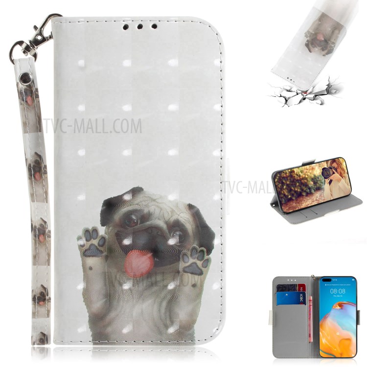 Light Spot Decor Pattern Printing Leather Phone Case Cover for Huawei P40 Pro - Dog-1
