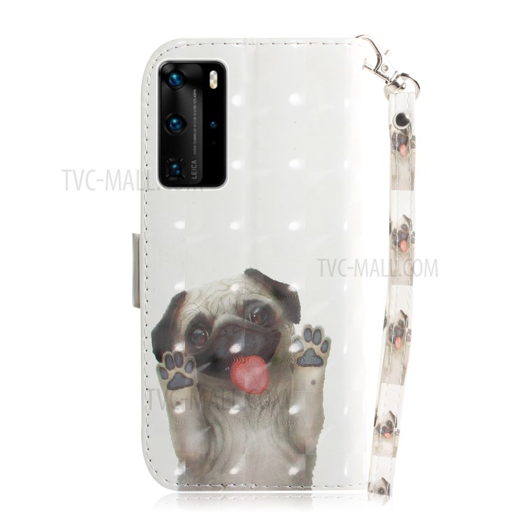 Light Spot Decor Pattern Printing Leather Phone Case Cover for Huawei P40 Pro - Dog-3
