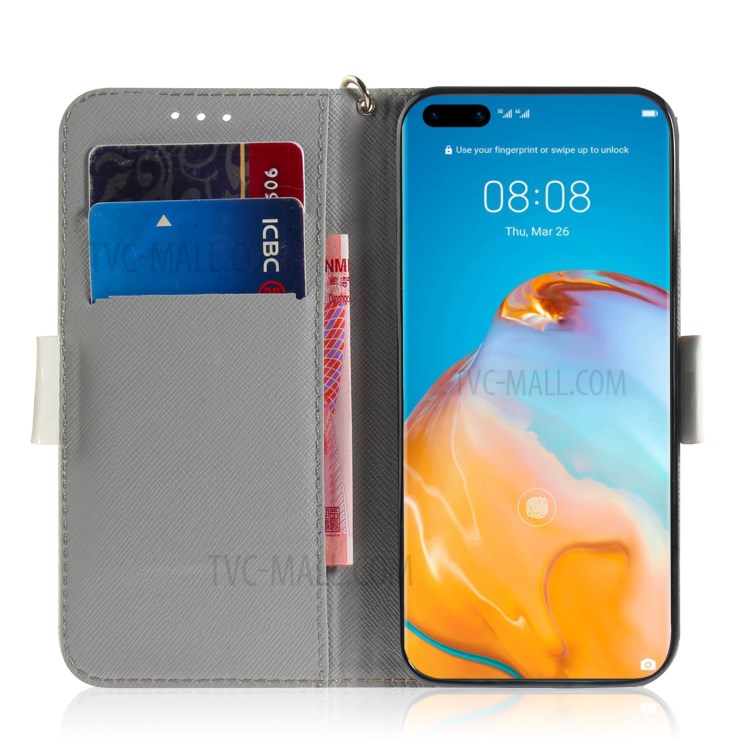 Light Spot Decor Pattern Printing Leather Phone Case Cover for Huawei P40 Pro - Dog-7