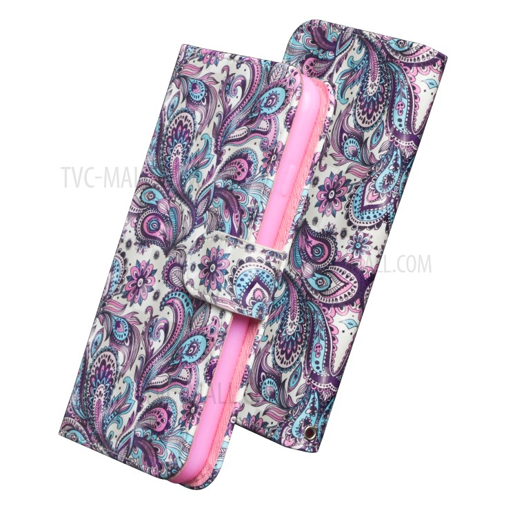 Light Spot Decor Pattern Printing Wallet Stand Flip Leather Case with Lanyard for Huawei P40 - Paisley Flowers-4