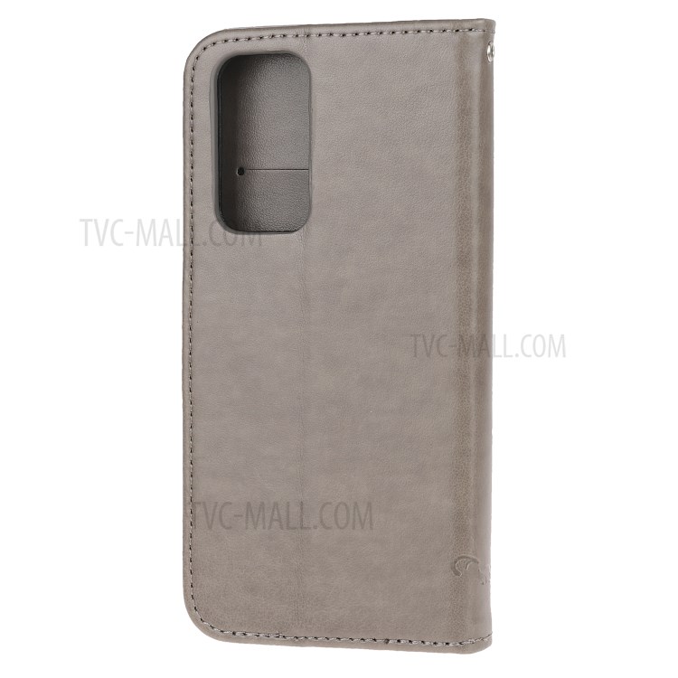 Farfalla Fiori Shell Raccoglitore Di Cuoio Superficie Impronta Per Huawei P40 - Grigio-7