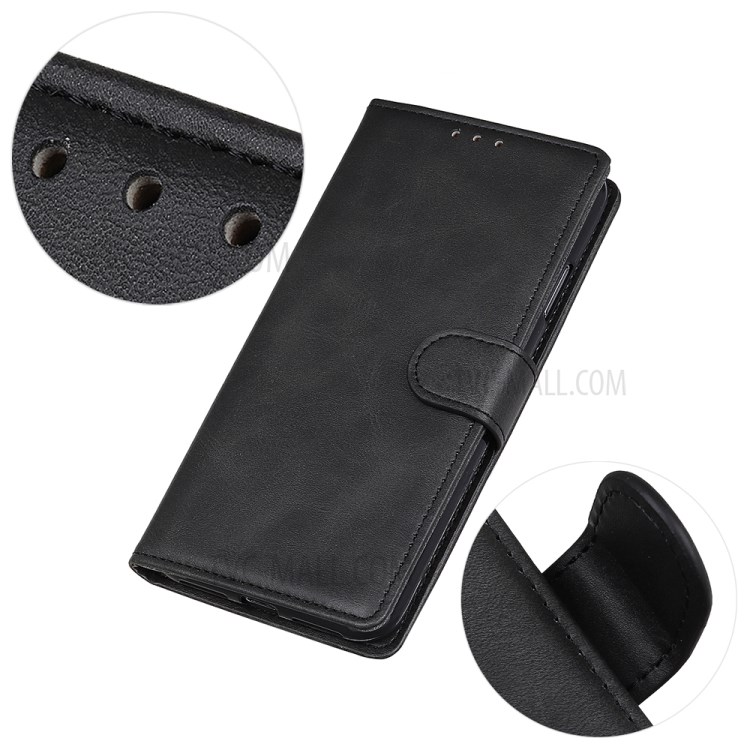 Matte Skin Leather Stand Cover with Wallet Phone Cover for Huawei P40 lite E - Black-5