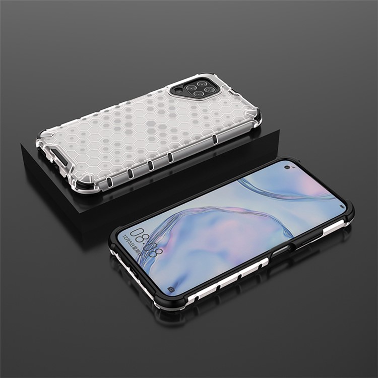 Honeycomb Pattern Shock-proof TPU + PC Combo Case for Huawei P40 lite/Nova 7i/nova 6 SE - White-12