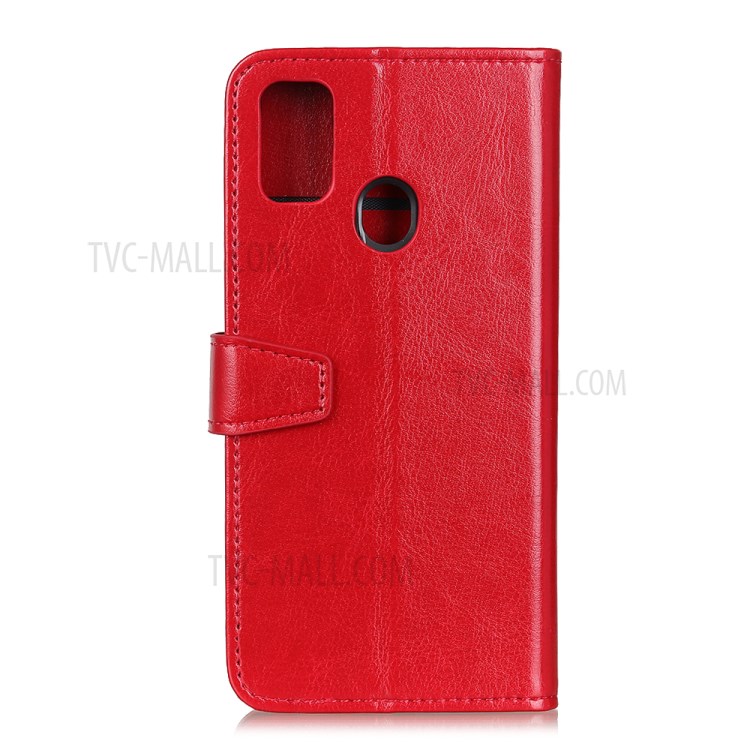 Crazy Horse Leather Wallet Case for Honor Play 9A - Red-3