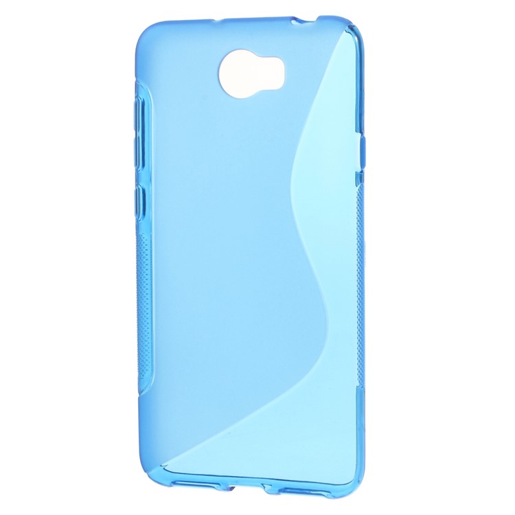 S Shape TPU Back Case for Huawei Y5II / Y5 II - Blue-1