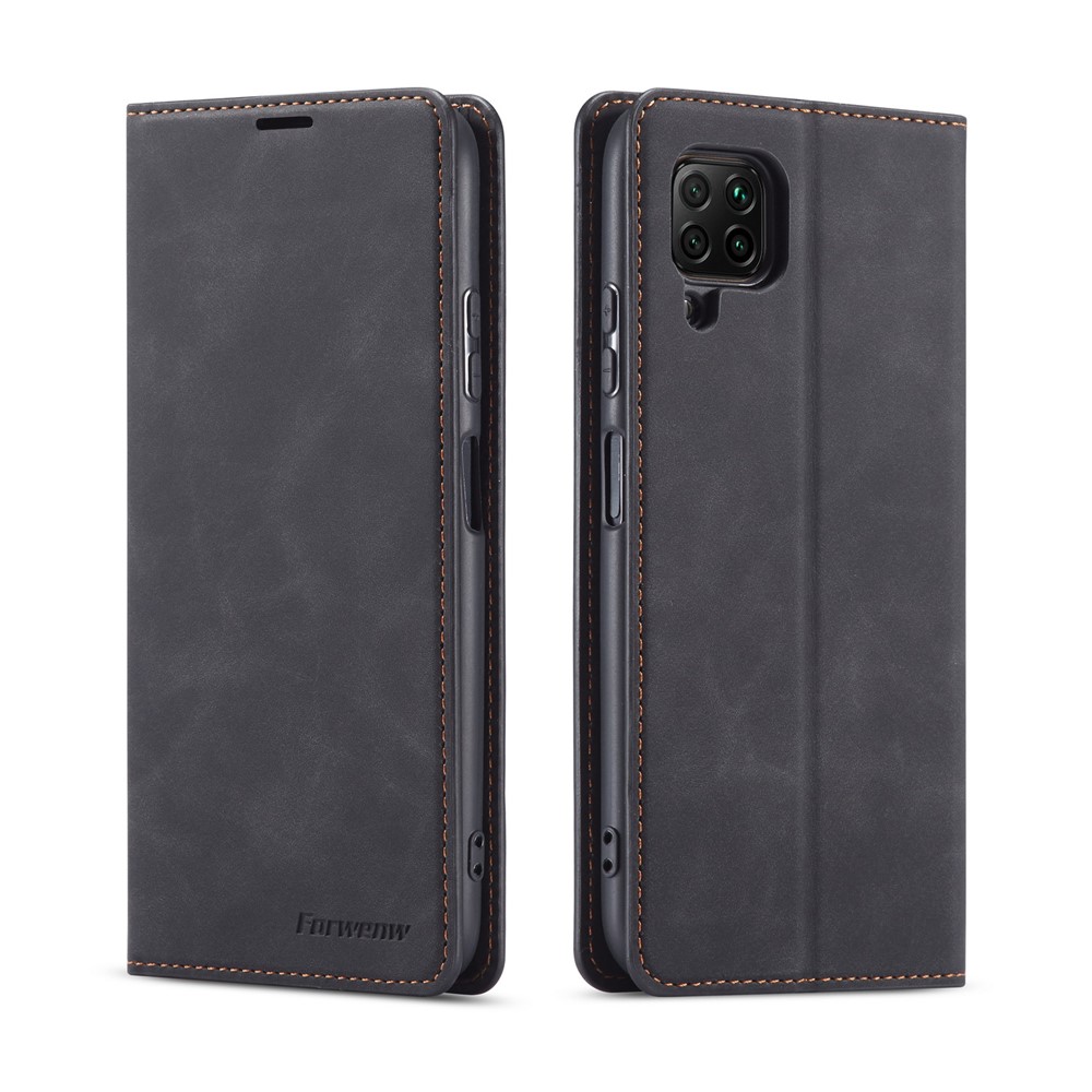 Forwenw Fantasy Series Silky Touch Wallet Capa Carteira Para Huawei P40 Lite / Nova 7i / Nova 6 SE - Preto