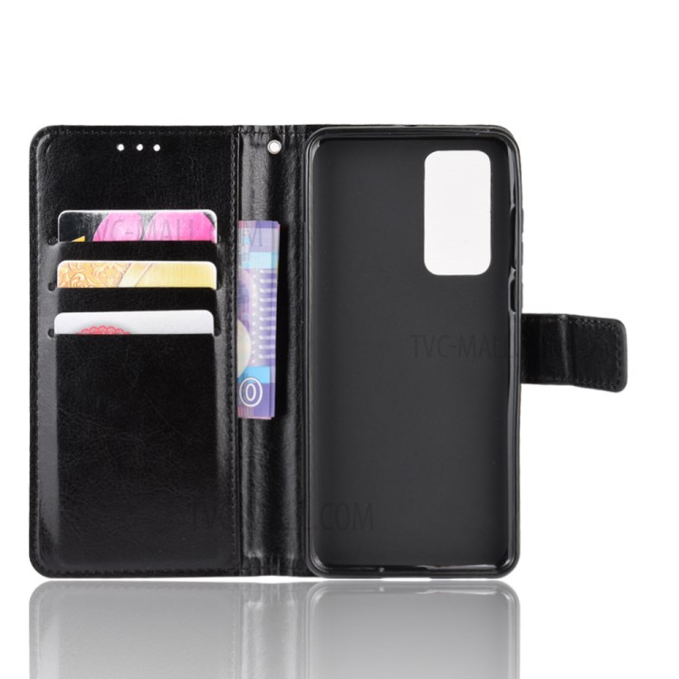 Crazy Horse Texture Protection PU Leather Wallet Mobile Phone Shell for Huawei P40 - Black-3