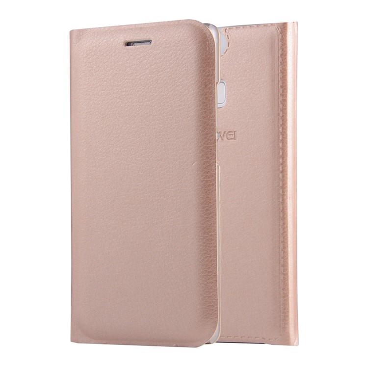 Leather Flip Case Card Slot Cover for Huawei P9 - Gold-1