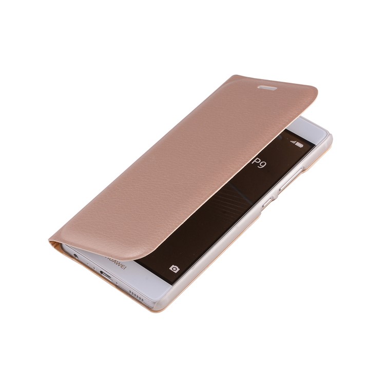 Leather Flip Case Card Slot Cover for Huawei P9 - Gold-5