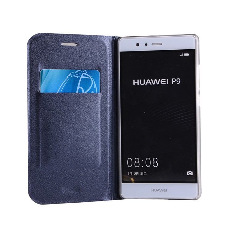 Leather Phone Case with Card Slot for Huawei P9 - Blue-4