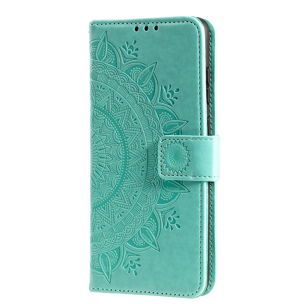 Imprint Flower Leather Special Cover for Huawei P40 lite/nova 7i/nova 6 SE - Green-4