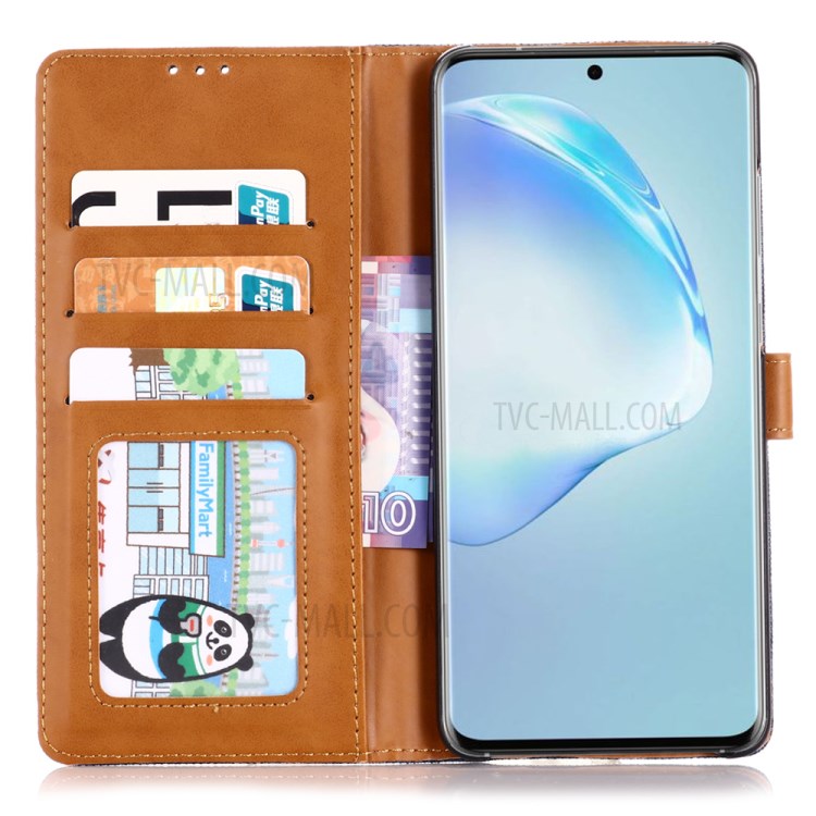 Jeans Cloth Leather Wallet Case for Huawei P40 - Dark Blue-3