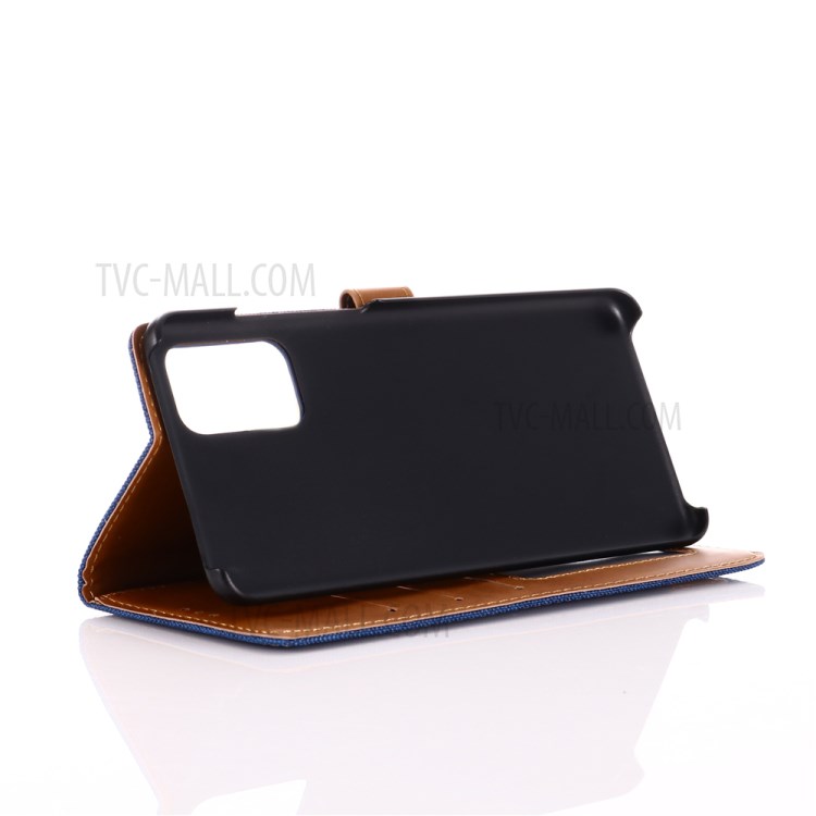 Jeans Cloth Leather Wallet Case for Huawei P40 - Dark Blue-9