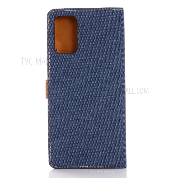 Jeans Cloth Leather Wallet Stand Case for Huawei P40 Pro - Dark Blue-6