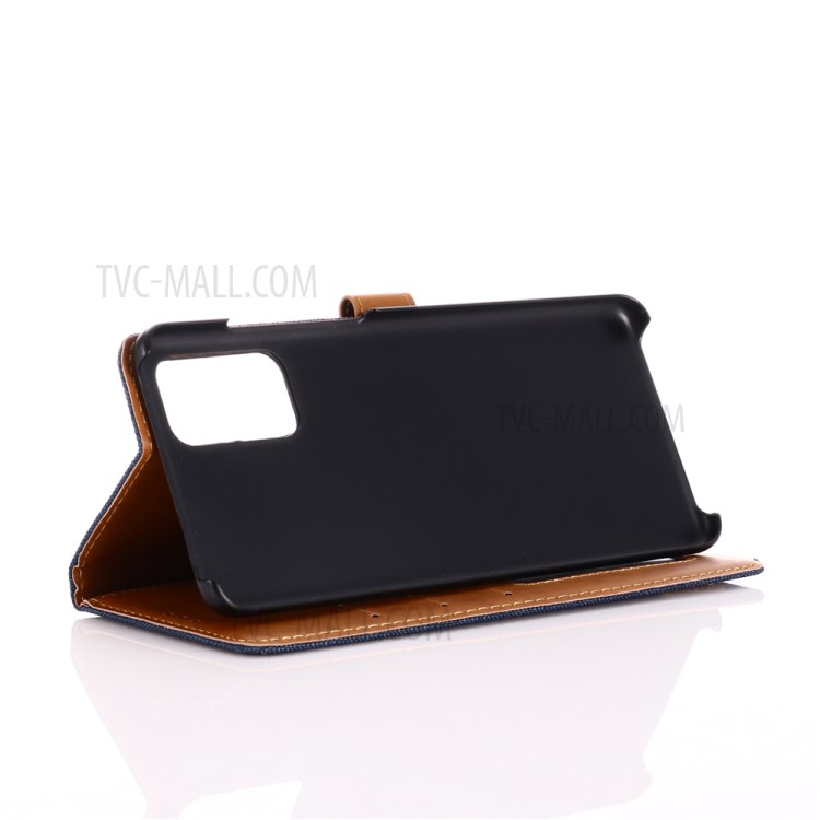 Jeans Cloth Leather Wallet Stand Case for Huawei P40 Pro - Dark Blue-9