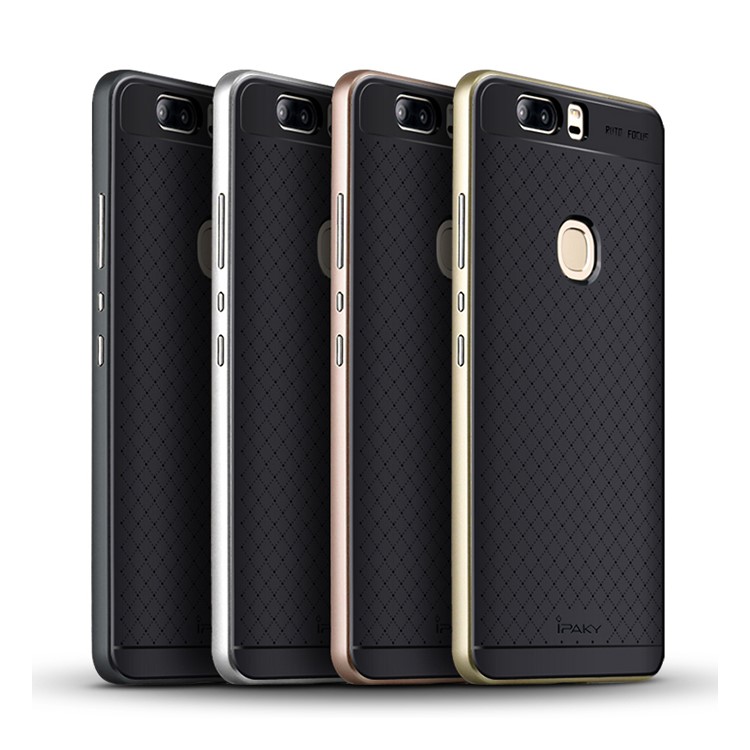 IPAKY PC Frame + TPU Back Hybrid Phone Case for Huawei Honor V8 - Grey-3