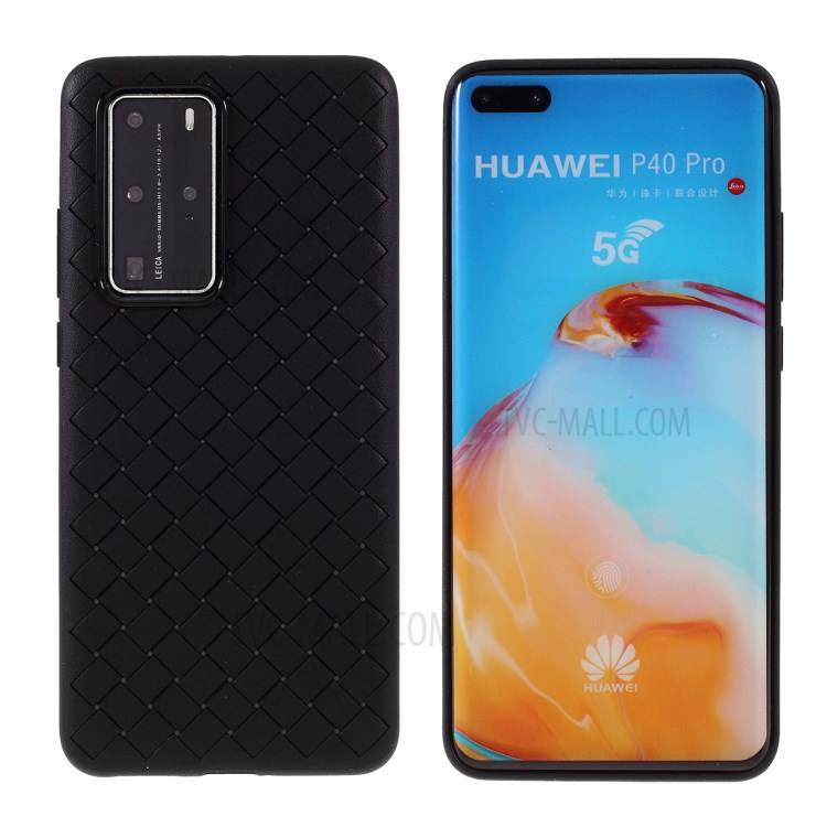 Woven Texture Soft TPU Back Phone Case for Huawei P40 Pro - Black-1