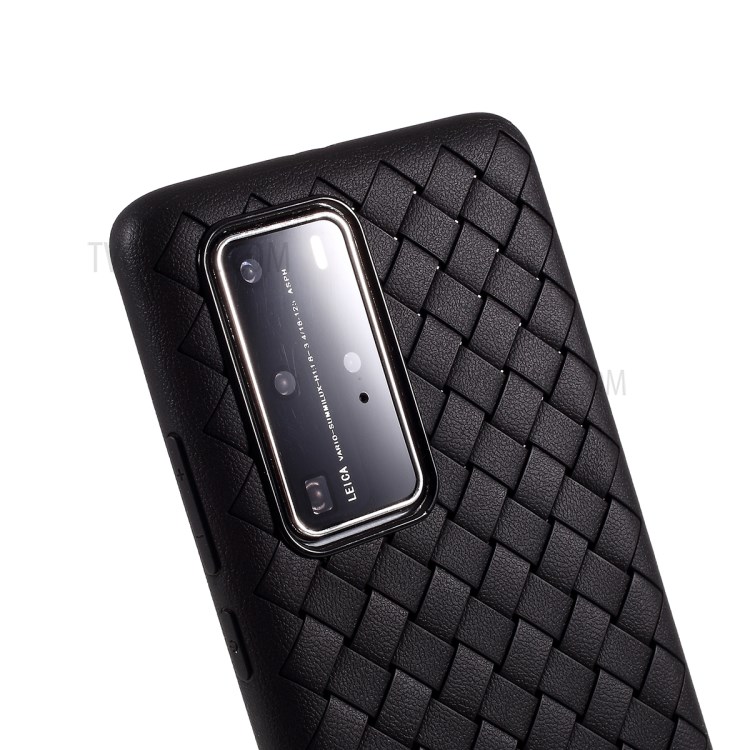 Woven Texture Soft TPU Back Phone Case for Huawei P40 Pro - Black-4