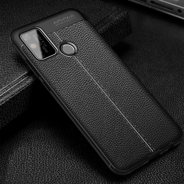 Litchi Texture TPU Back Case for Honor Play 9A - Black-2