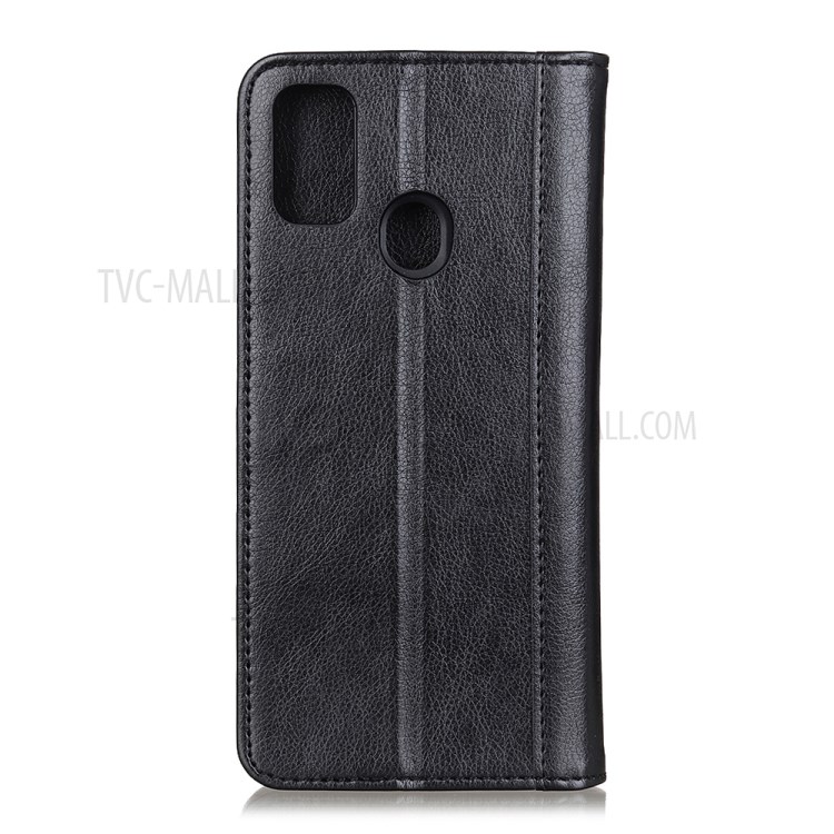 Litchi Skin Magnetic Closing Split Leather Wallet Mobile Casing for Honor Play 9A - Black-3