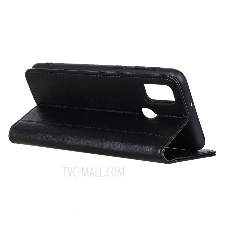 Litchi Skin Magnetic Closing Split Leather Wallet Mobile Casing for Honor Play 9A - Black-4