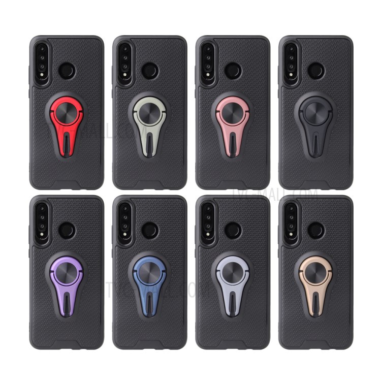 Finger Ring Air Outlet Kickstand PC + TPU Phone Case (Built-in Magnetic Metal Sheet) for Huawei P30 Lite / Nova 4e - Red-7