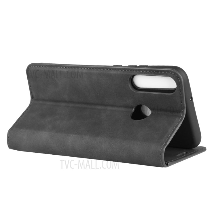 Silky Touch Leather Wallet Stand Case for Huawei P40 lite E / Y7p - Black-6