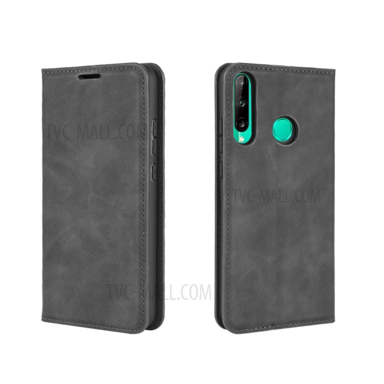 Silky Touch Leather Wallet Stand Case for Huawei P40 lite E / Y7p - Black-7