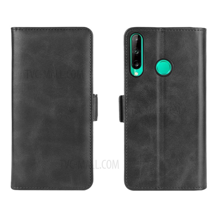 Double Clasp Flip Leather Cover for Huawei P40 lite E/Y7p - Black-10