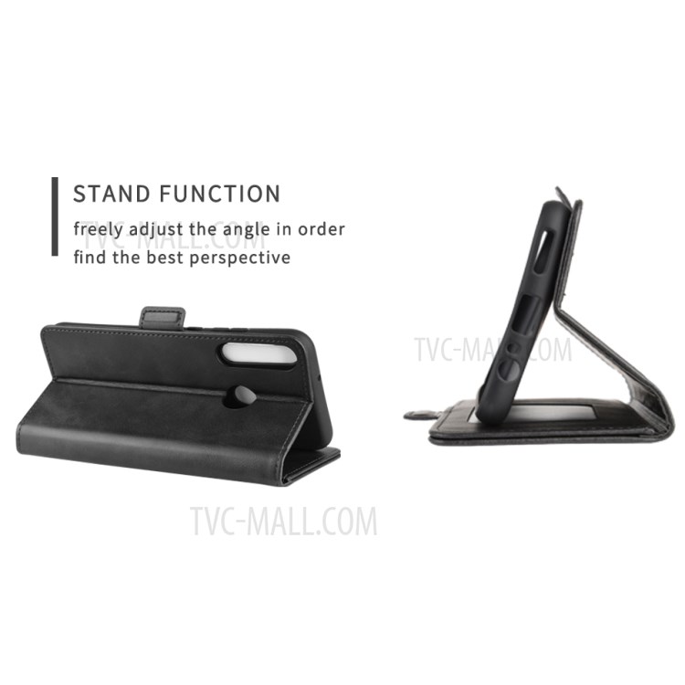 Double Clasp Flip Leather Cover for Huawei P40 lite E/Y7p - Black-4
