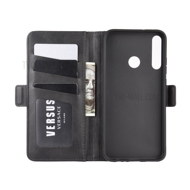 Double Clasp Flip Leather Cover for Huawei P40 lite E/Y7p - Black-7
